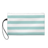 Mint and Coral Stripes Monogram Wristlet (Back)