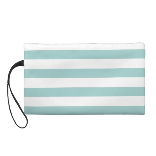 Mint and Coral Stripes Monogram Wristlet (Back)