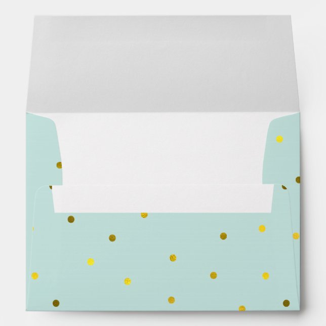 Mint and Faux Gold Foil Dots Envelope (Back (Bottom))