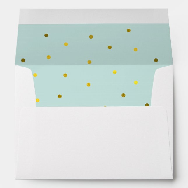 Mint and Faux Gold Foil Dots Envelope (Back (Bottom))