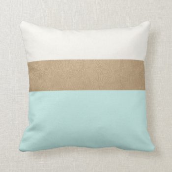 Mint And Faux Gold Leather Throw Pillow by OakStreetPress at Zazzle