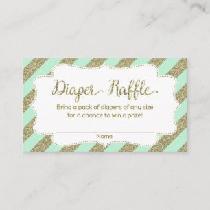 Mint and Gold Baby Shower Diaper Raffle Ticket Enclosure Card