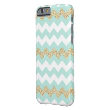 Mint And Gold Chevron Stripe Pattern Barely There Iphone 6 Case by eventfulcards at Zazzle