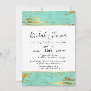Mint and Gold Faux Foil Bridal Shower Invitation