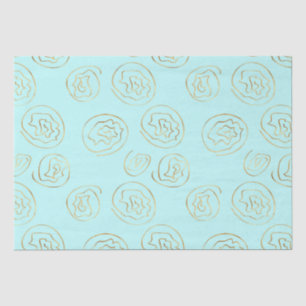 mint and gold faux foil roses tissue paper