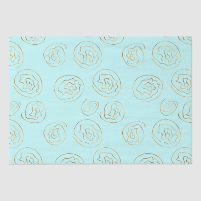 mint and gold faux foil roses tissue paper (Front)