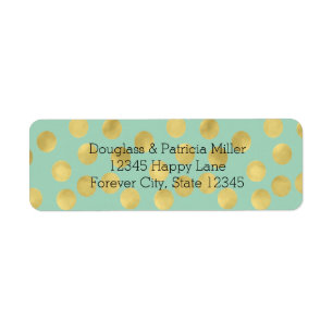 Mint and Gold Glitz Dots Label