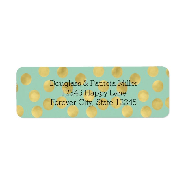 Mint and Gold Glitz Dots Label (Front)