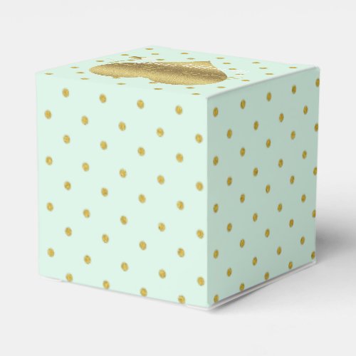 Mint And Gold Heart Polka Dots Party Favor Boxes