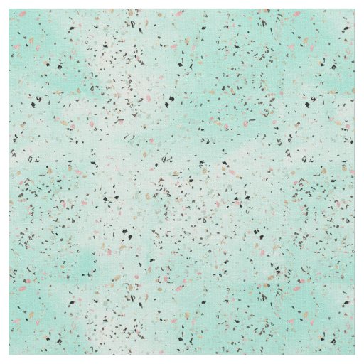 Mint and gold marble terrazzo design Confetti Fabric