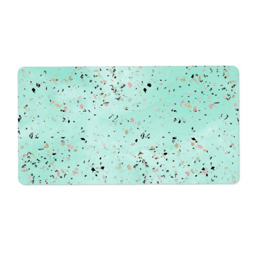 Mint and gold marble terrazzo design Confetti Label