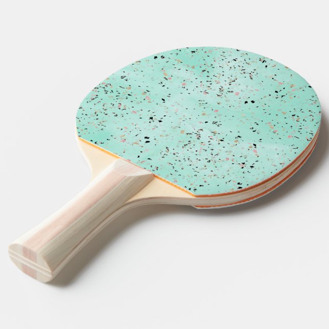 Mint and gold marble terrazzo design Confetti Ping Pong Paddle (Front Angle)