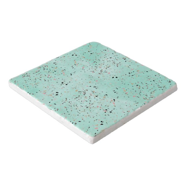 Mint and gold marble terrazzo design Confetti Trivet (Corner)