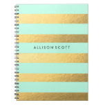 Mint And Gold Personalized Notebook at Zazzle
