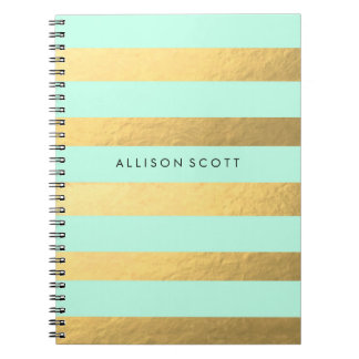 Mint And Gold Personalized Notebook