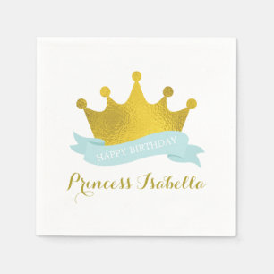 Mint and Gold Princess Birthday Party Paper Napkins