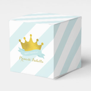 Mint and Gold Princess Tiara Birthday Party Favor Boxes