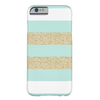 Mint And Gold Stripe Pattern Barely There Iphone 6 Case by eventfulcards at Zazzle