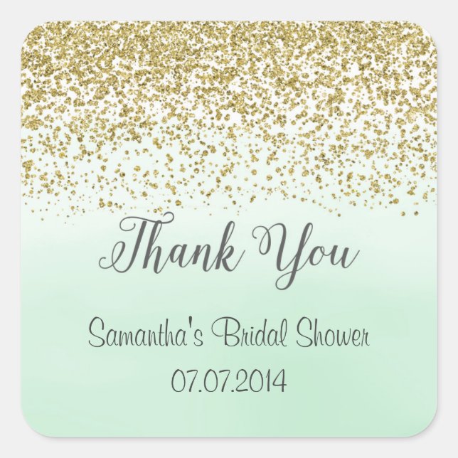 Mint and Gold Thank You Stickers (Front)