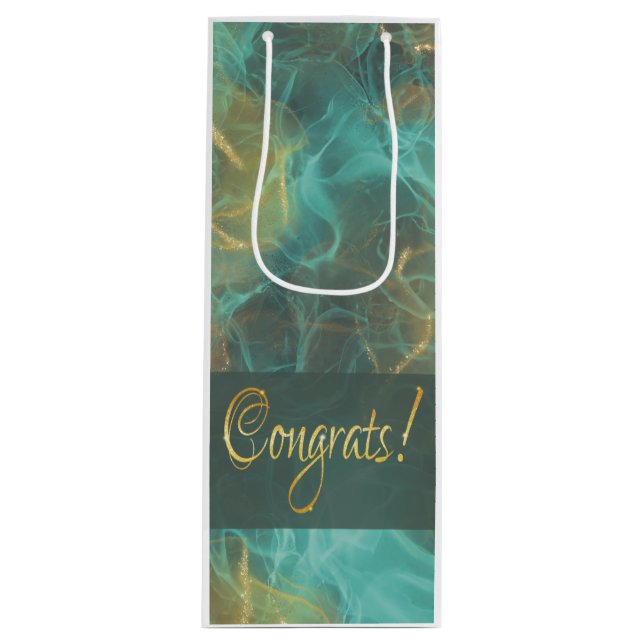 Mint and Gold Wine Gift Bag (Front)