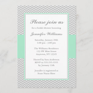 Mint and Gray Chevron Bridal Shower Invitation