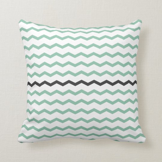 Mint and Gray Chevron Throw Pillow Zazzle