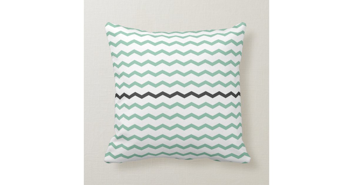 Mint and Gray Chevron Throw Pillow Zazzle