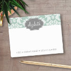 Mint and Gray Damask Pattern Custom Name