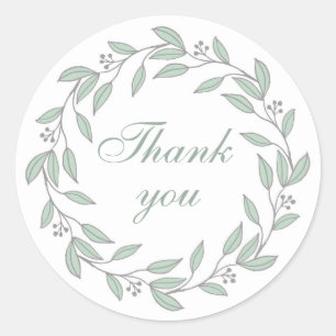 Mint and gray wreath thank you. Summer wedding Classic Round Sticker