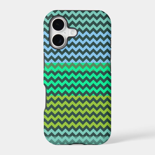 Mint and Green Chevron Zigzag Stripe Pattern Iphone Case (Back)
