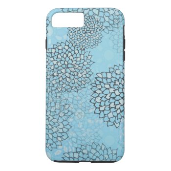 Mint And Grey Flower Burst Design Iphone 8 Plus/7 Plus Case by greatgear at Zazzle