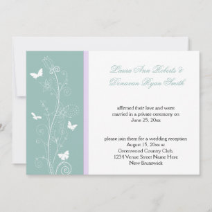 Mint and Lavender Floral Butterflies Post Wedding Invitation