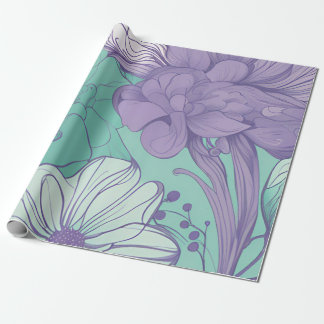Mint and Lavender Floral Chic Wrapping Paper