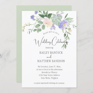 Mint and Lavender Florals and Succulents Wedding Invitation