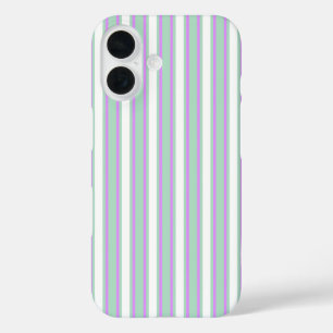 Mint and lilac candy stripes iPhone 16 case