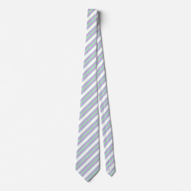 Mint and lilac candy stripes neck tie (Front)