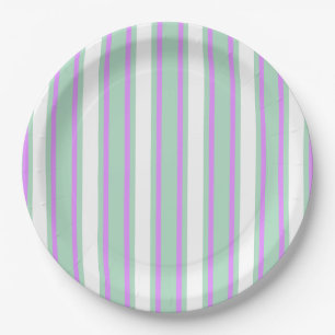 Mint and lilac candy stripes paper plates