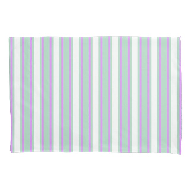 Mint and lilac candy stripes pillow case (Front)