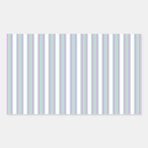 Mint and lilac candy stripes rectangular sticker