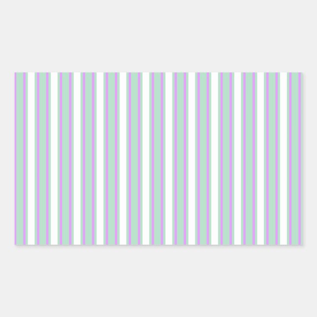 Mint and lilac candy stripes rectangular sticker (Front)