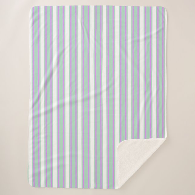 Mint and lilac candy stripes sherpa blanket (Front)