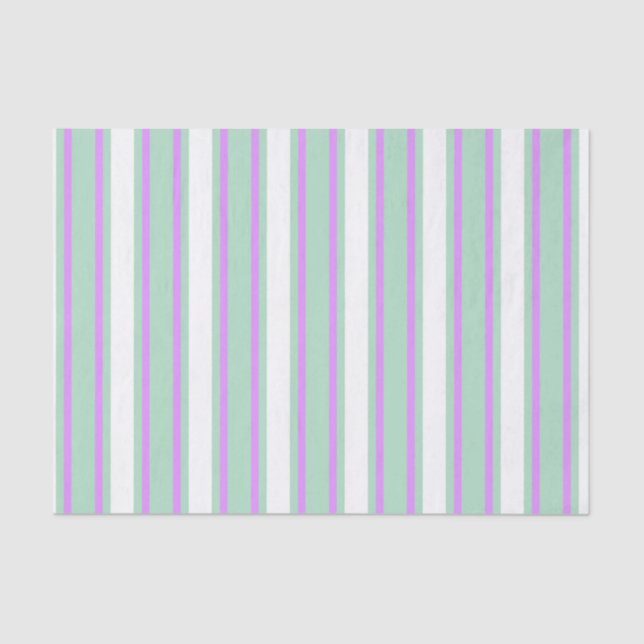 Mint and lilac candy stripes tissue paper (Front)