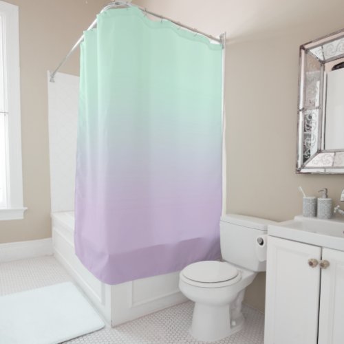 Mint And Lilac Gradient Ombre  Shower Curtain