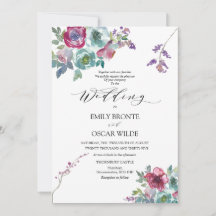 Mint and Mauve Floral Wedding  Invitation