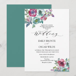 Mint and Mauve Floral Wedding Invitation
