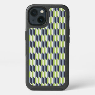 Mint and Navy Retro Geometric Pattern iPhone 13 Case