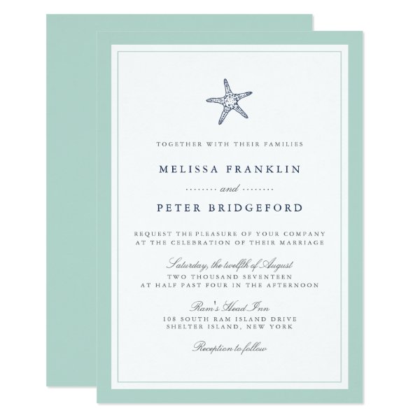 256428767275240656 Mint and Navy Starfish Nautical Wedding Invitation