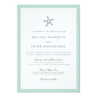 Mint and Navy Starfish Nautical Wedding Invitation