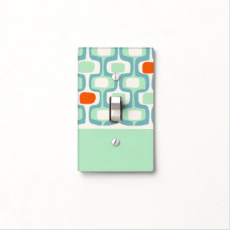 Mint and Orange Mid-Century Modern Pattern Light Switch Cover