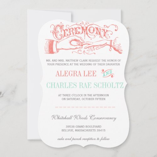 Mint and Peach Modern Vintage Typography Invite